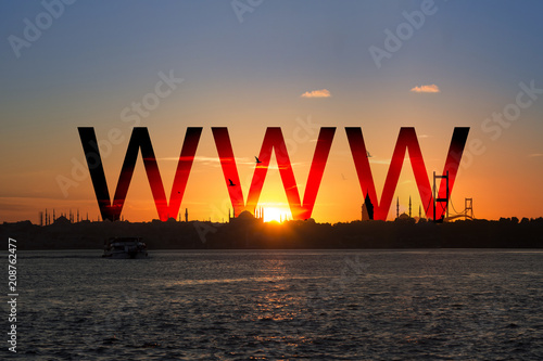 Silhouette text at sunset photo