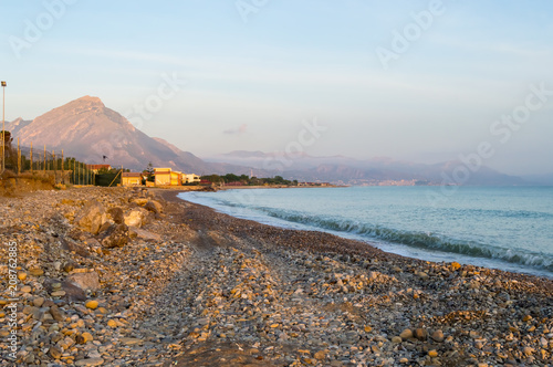 View of Campofelice di Roccella beach in northern Sicily