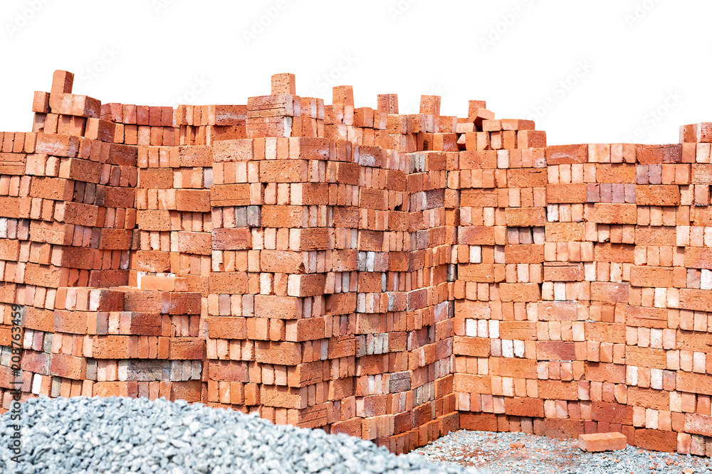 Brick for building in construction site isolated on white. This has clipping path. Brick for building in construction site isolated on white. This has clipping path.