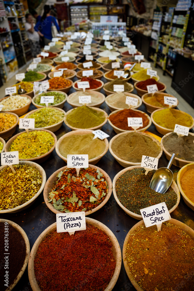 Fototapeta premium Spices at a shop in the Souk of Jerusalem