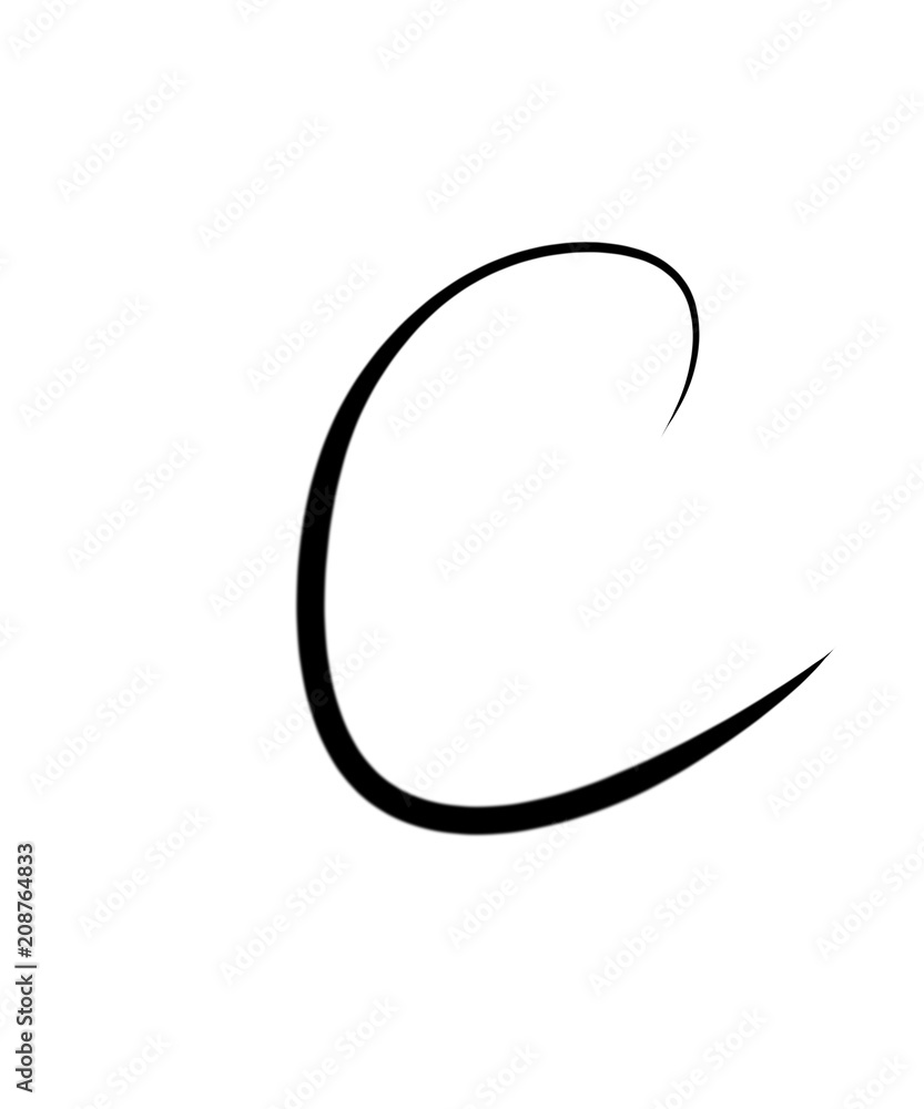 Expressive brush calligraphic handwritten script letters C Expressive brush calligraphic handwritten script letters C
