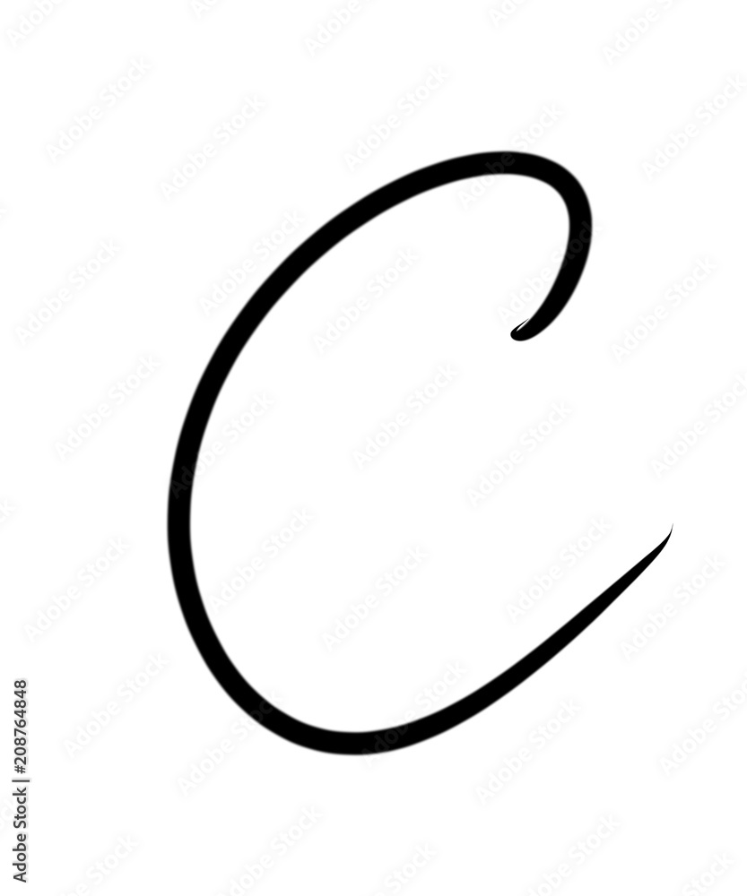 Expressive brush calligraphic handwritten script letters C