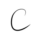 Expressive brush calligraphic handwritten script letters C