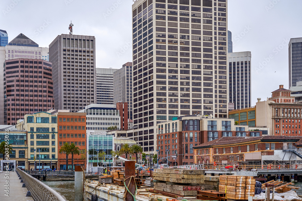 View of the city quarter from the pier, San Francisco, USA