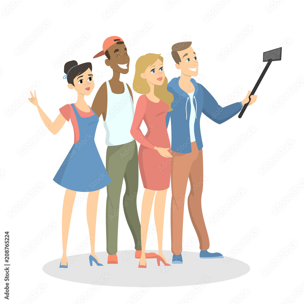 People making selfie. People making selfie.