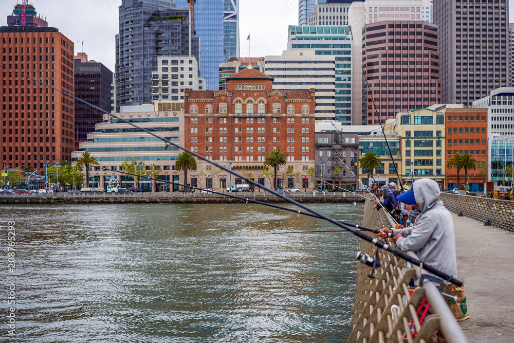 View of the city quarter from the pier, San Francisco, USA