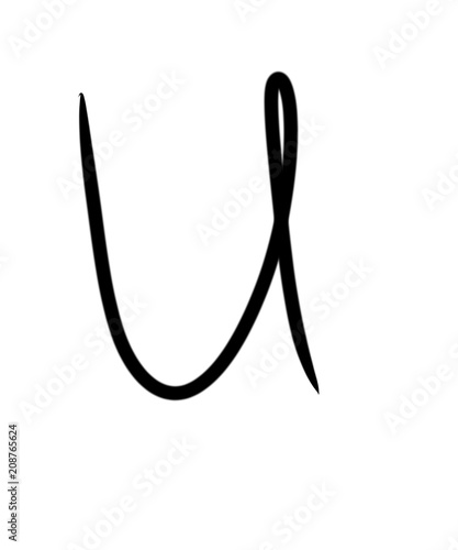 Expressive brush calligraphic handwritten script letters U