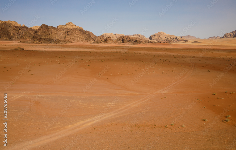 Track to Nowhere in Wadi Rum Desert in Jordan