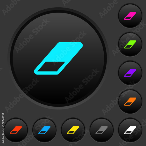 Eraser dark push buttons with color icons