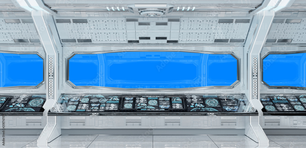 White clean spaceship interior background 3D rendering White clean spaceship interior background 3D rendering