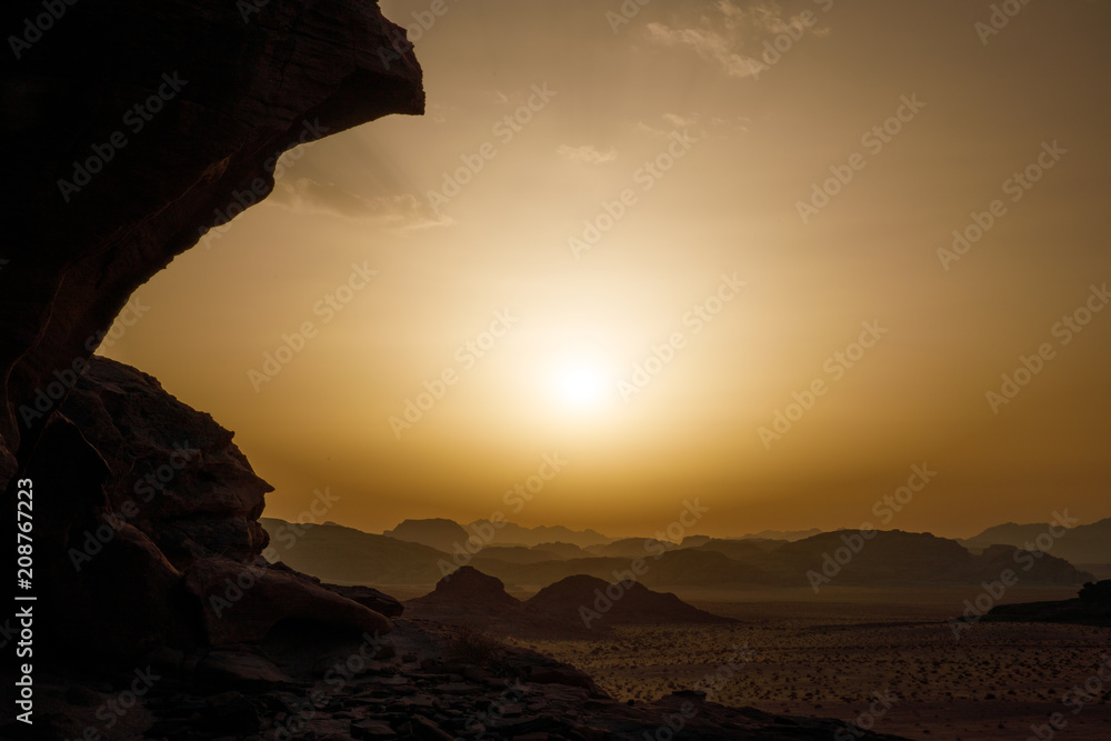 Sunset in the Wadi Rum Desert in Jordan