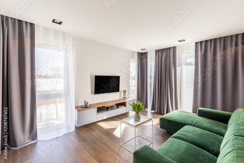 Green and grey living room