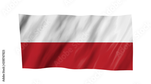 The Polish flag in 3d, waving in the wind, on white background. Free Download The Polish flag in 3d, waving in the wind, on white background. - GFXLoad