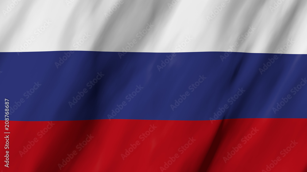 The Russian flag in 3d, waving in the wind, on close The Russian flag in 3d, waving in the wind, on close