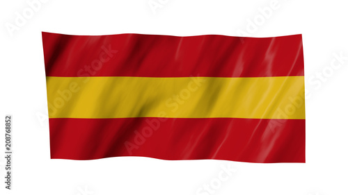 The Spain flag in 3d  waving in the wind  on white background.