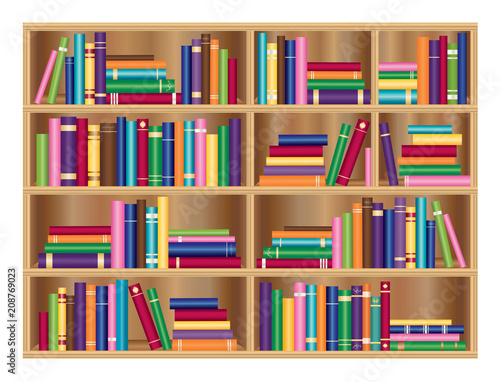 Bookshelf with books vector