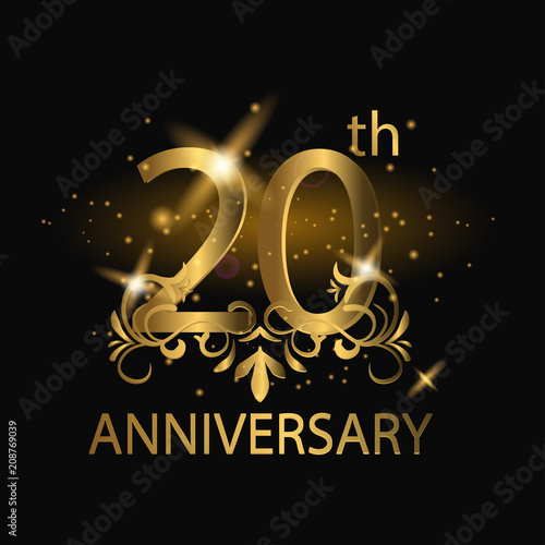 20th anniversary logo with gold color
