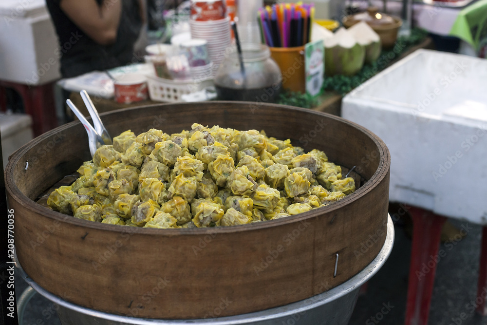 Thai steamed dumplings Kanom Jeeb, Dim sum Thai steamed dumplings Kanom Jeeb, Dim sum
