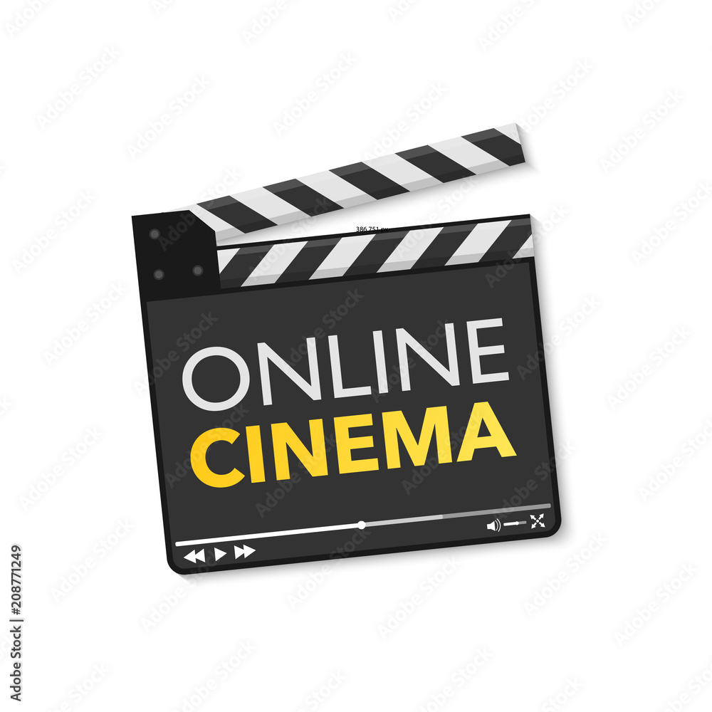 Online cinema, internet streaming flat icon. Vector stock illustration.