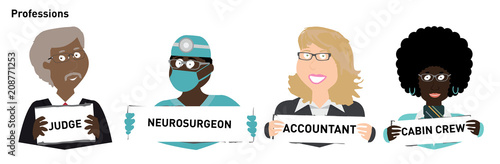 Profession Career Characters With Sign