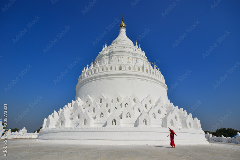 A Buddhist novice monk at white temple A Buddhist novice monk at white temple