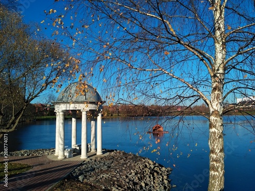 Blue sky and water lake autumn
