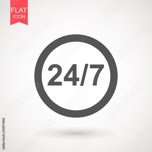 twenty four hour icon. open 24 hours a day icons.