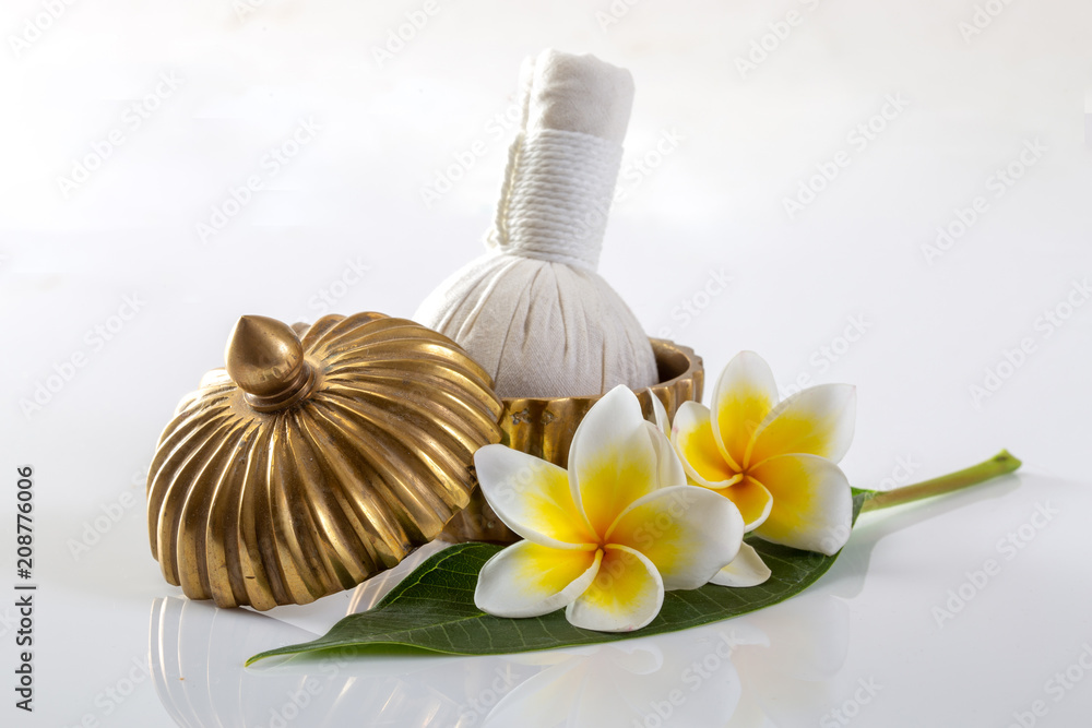 Obraz premium Spa herbal Compressing ball on white background.