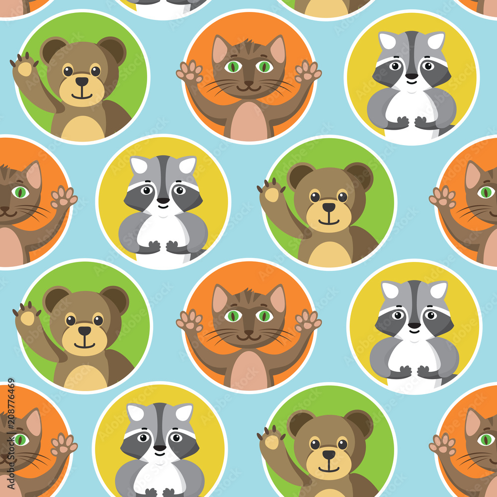 Fototapeta premium Cute Little Animals Seamless Pattern