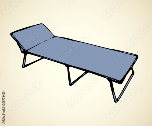 Camp bed. Vector drawing