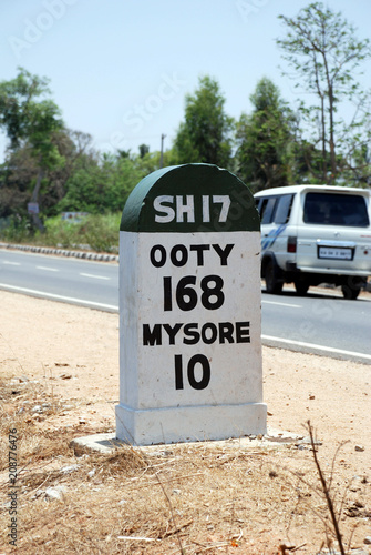 Indian old highway milestone
