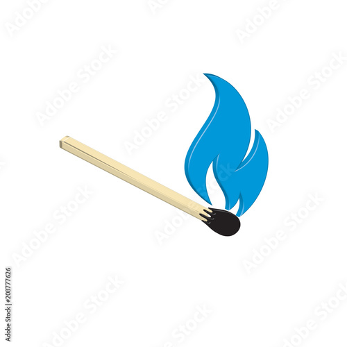 Match fire 3D icon vector