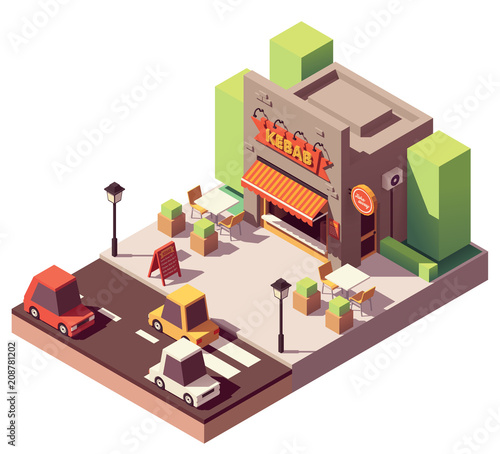 Vector isometric kebab shop