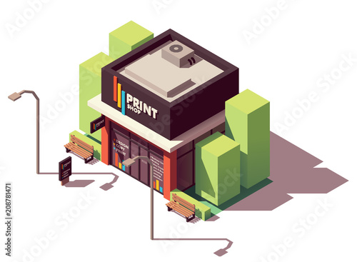 Vector isometric copy and print shop