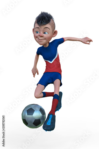 footballer cartoon in a white background