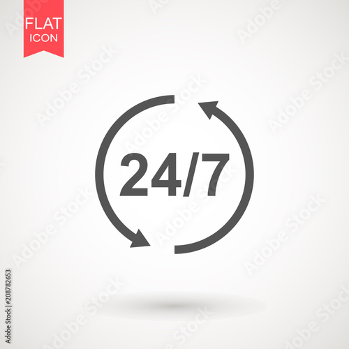 twenty four hour icon. open 24 hours a day icons.