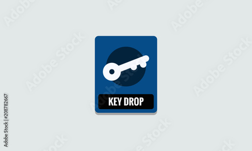 Please Drop Keys Here Sign for Hotel Reception Desk