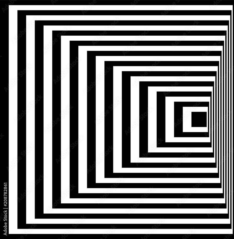 Optical illusion. Illusion art. Abstract twisted black and white background. Vector illustration. Optical illusion. Illusion art. Abstract twisted black and white background. Vector illustration.