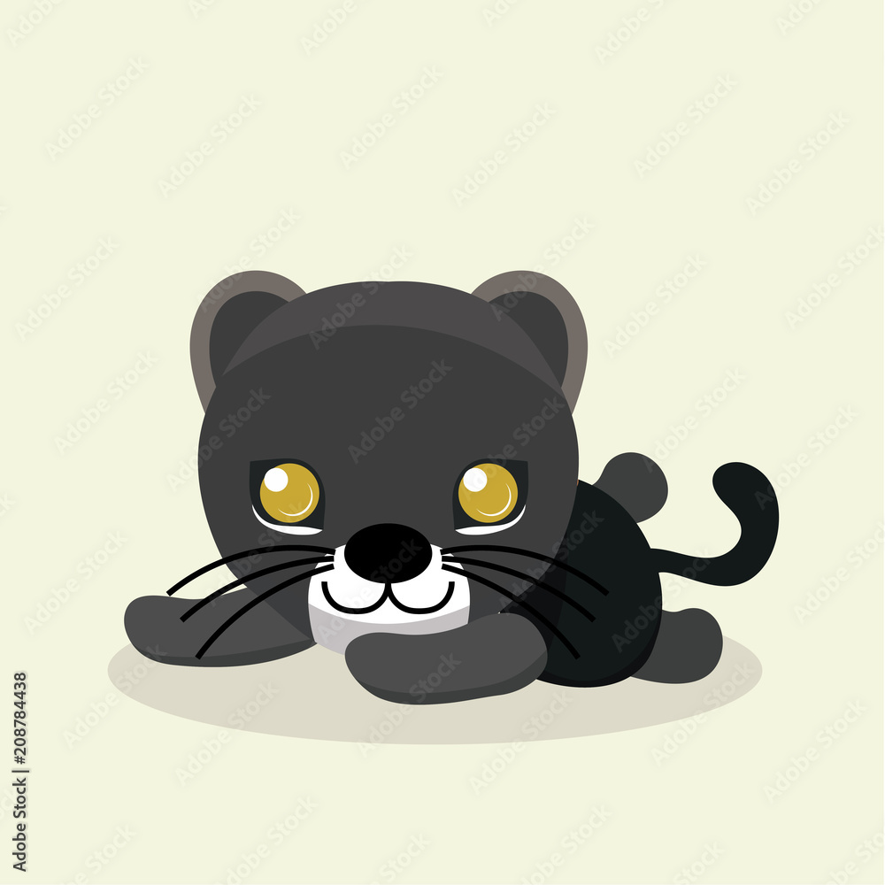 Naklejka premium Cute panther character on pastel background.