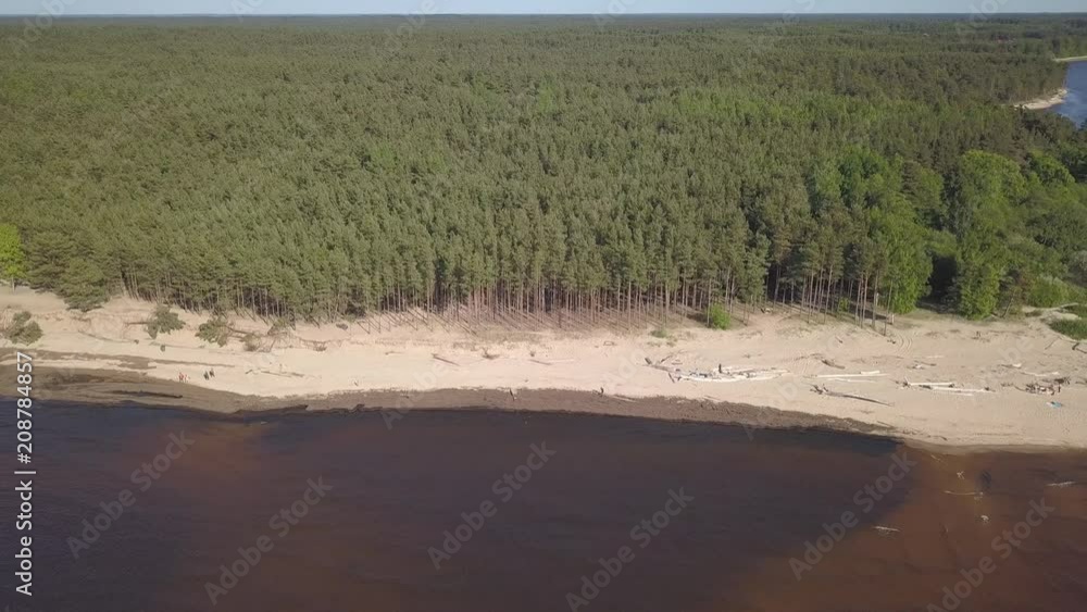 Gauja river Latvia drain into Baltic Sea aerial drone top view 4K UHD video Gauja river Latvia drain into Baltic Sea aerial drone top view 4K UHD video