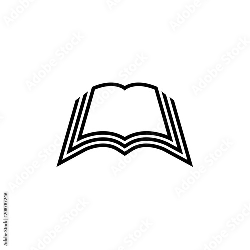 Open Book. Flat Vector Icon. Simple black symbol on white background