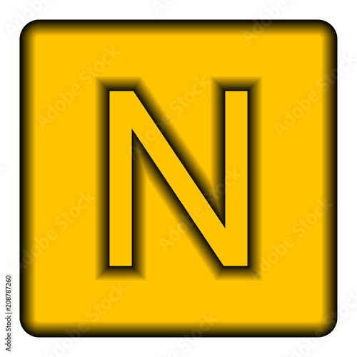 Yellow square icon with a symbol (N)