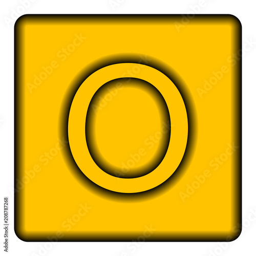 Yellow square icon with a symbol (O)