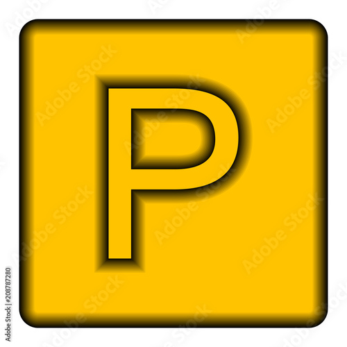 Yellow square icon with a symbol (P)