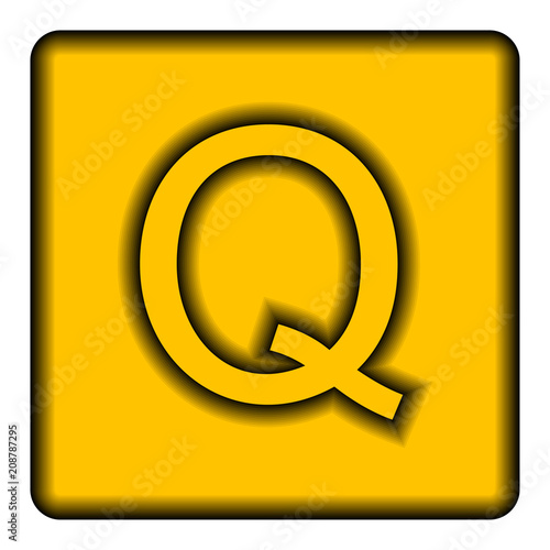 Yellow square icon with a symbol (Q)