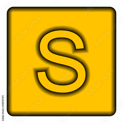Yellow square icon with a symbol (S)
