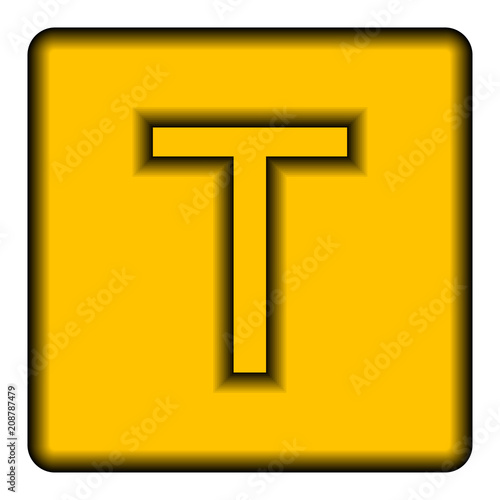 Yellow square icon with a symbol (T)