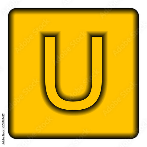 Yellow square icon with a symbol (U) on a white background