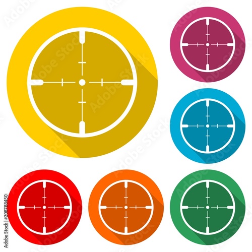 Hunting sight icon, color icon with long shadow