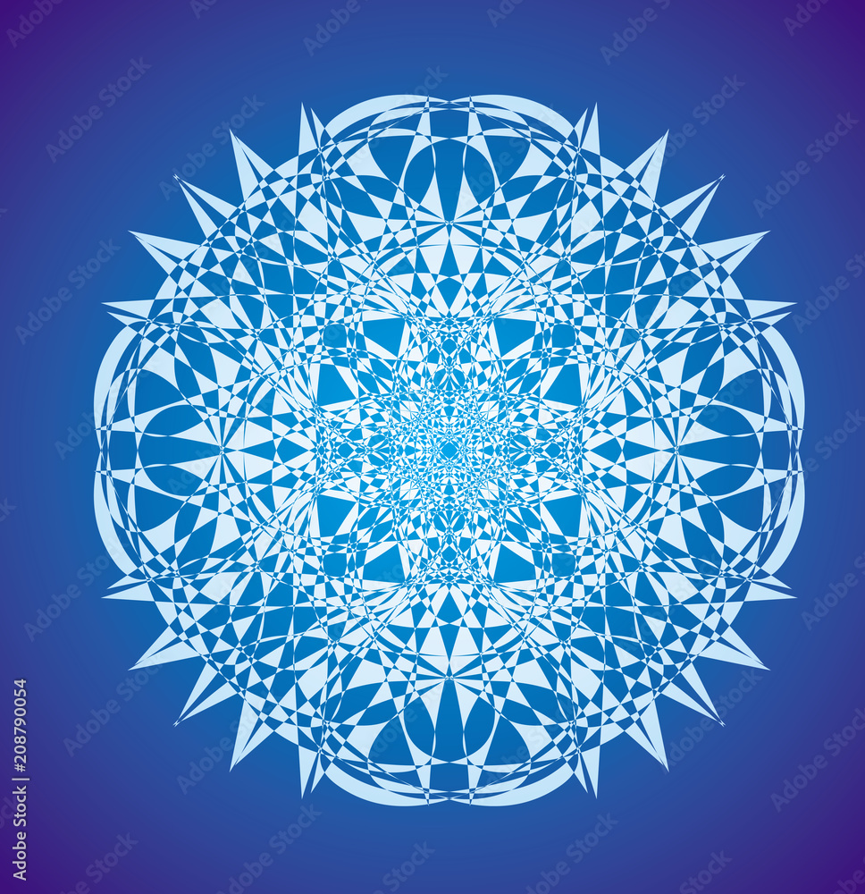 Mandala in blue tones. Circular pattern, spiritual symbol. Vector picture. Mandala in blue tones. Circular pattern, spiritual symbol. Vector picture.